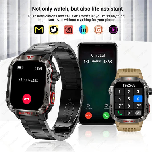 New Professional outdoor Military Smart Watch Men Flashlight Compass Waterproof Outdoor Sport Tracker Bluetooth Call Smartwatch