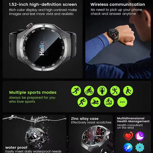 2025 New GUHUAVMI GT5 Pro Smart Watch Men HD AMOLED Screen GPS Motion trajectory HeartRate Bluetooth Call 1.52" SmartWatch IP68