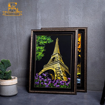 4PCS Scratch Art Paper World Landmarks Animals Painting Toy with Stylus Stress Relief Drawing Kids Adult Gift Glow in Dark Craft