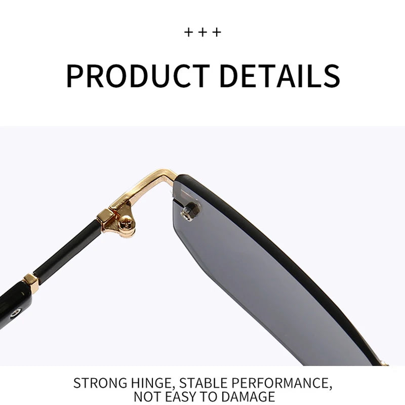 Rimless Sunglasses Rectangle Fashion Popular Women Men Shades Small Square Sun Glasses For Female Male Summer Traveling Oculos